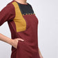 Aniyah Crepe Color Block Straight Brown Kurta (AN-139K) - Swadesiicart