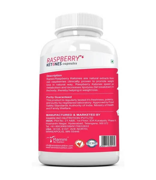 Ramini Bio Nutrition Raspberry Ketones 500mg Veg Capsules - Swadesiicart