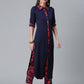 Ahalyaa Navy Blue Solid Rayon Kurta Pant Set | Swadesiicart