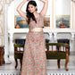 Miravan Women's Brown Floral Printed Crop Top And Skirt Co-Ord Set - Swadesiicart