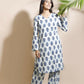 Breathables Women’S Cream Cotton Indian Motif Butta Loungewear Co-Ord Set – Long Kurta & Pants