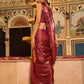 Maroon Tom Silk Plain Ready To Wear Saree With Stitched Blouse - Satiksha | Swadesiicart