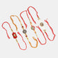 NVR Men Set of 4 Gold-Toned Stone-Studded & Beaded Rakhi With Roli Chawal & Chocolate | Swadesiicart