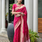 Vishnu Weaves Women's Pink Paithani Silk Zari Woven Saree with Blouse - Swadesiicart