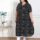 Miravan Women's Plus Size Pure Cotton Black Floral Printed Front Button A-Line Kurta - Swadesiicart