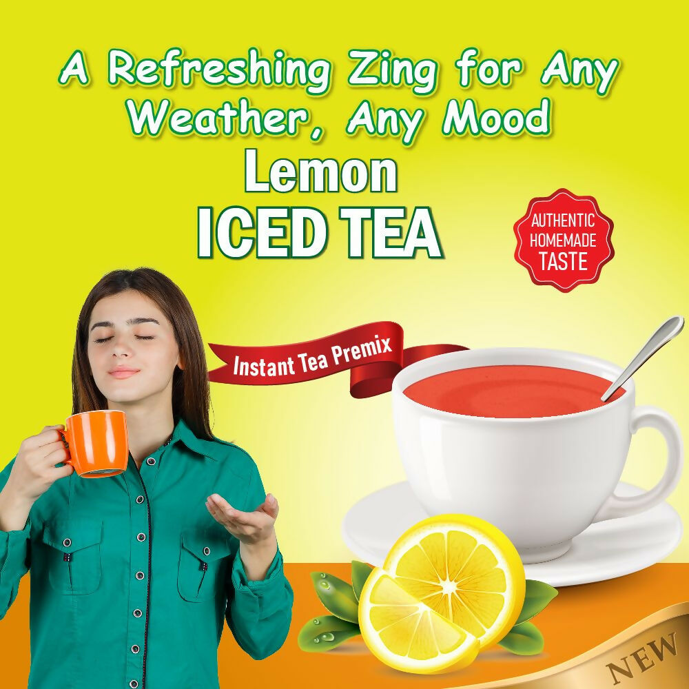 Naivedyam Lemon Iced Instant Tea Premix Powder Sachets | Swadesiicart
