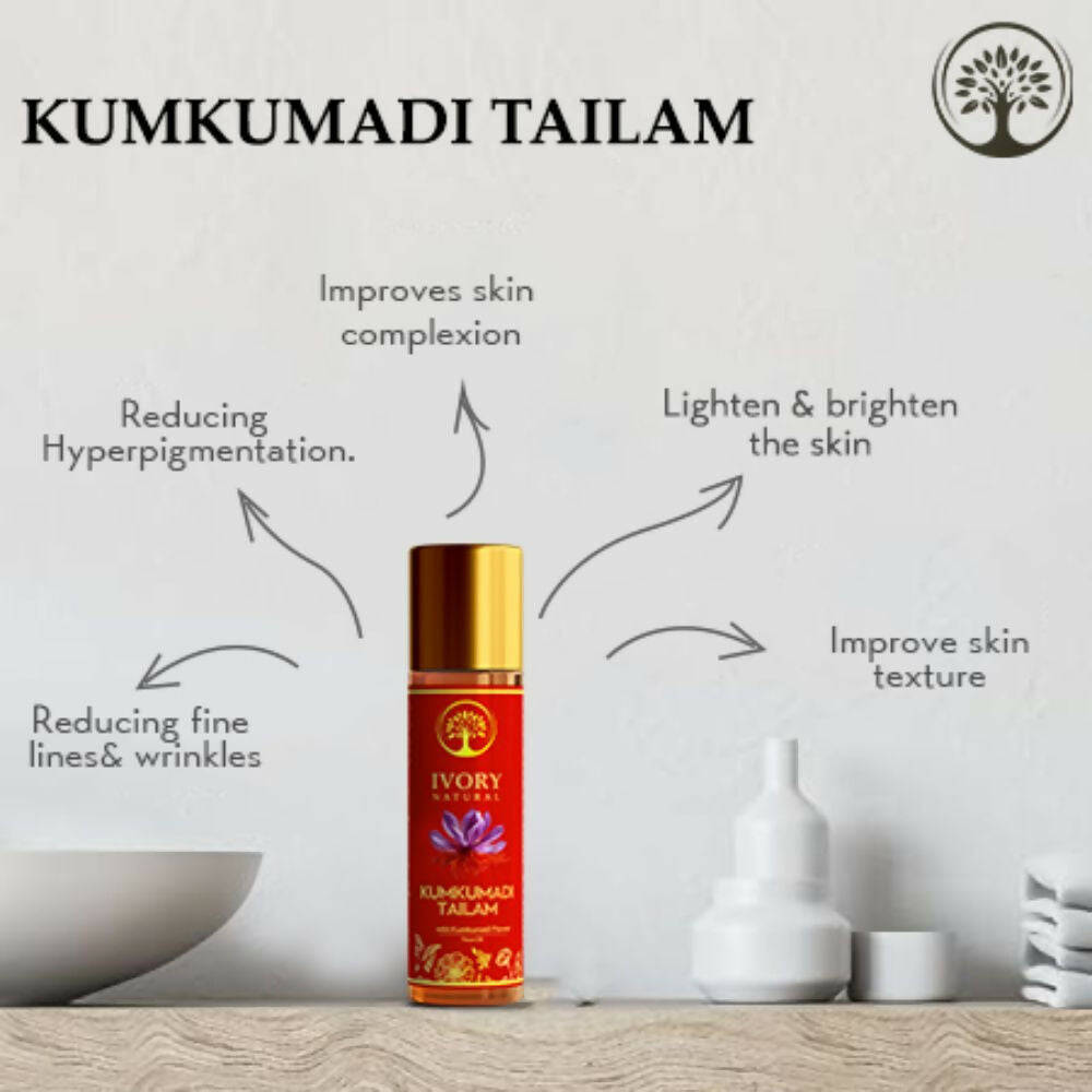 Ivory Natural Kumkumadi Tailam Face Oil - Saffron And Lotus Essence For Skin Revitalization | Swadesiicart