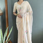 Aayaa Designer 1 min Hand Painted Ready to Wear saree - Off White | Swadesiicart