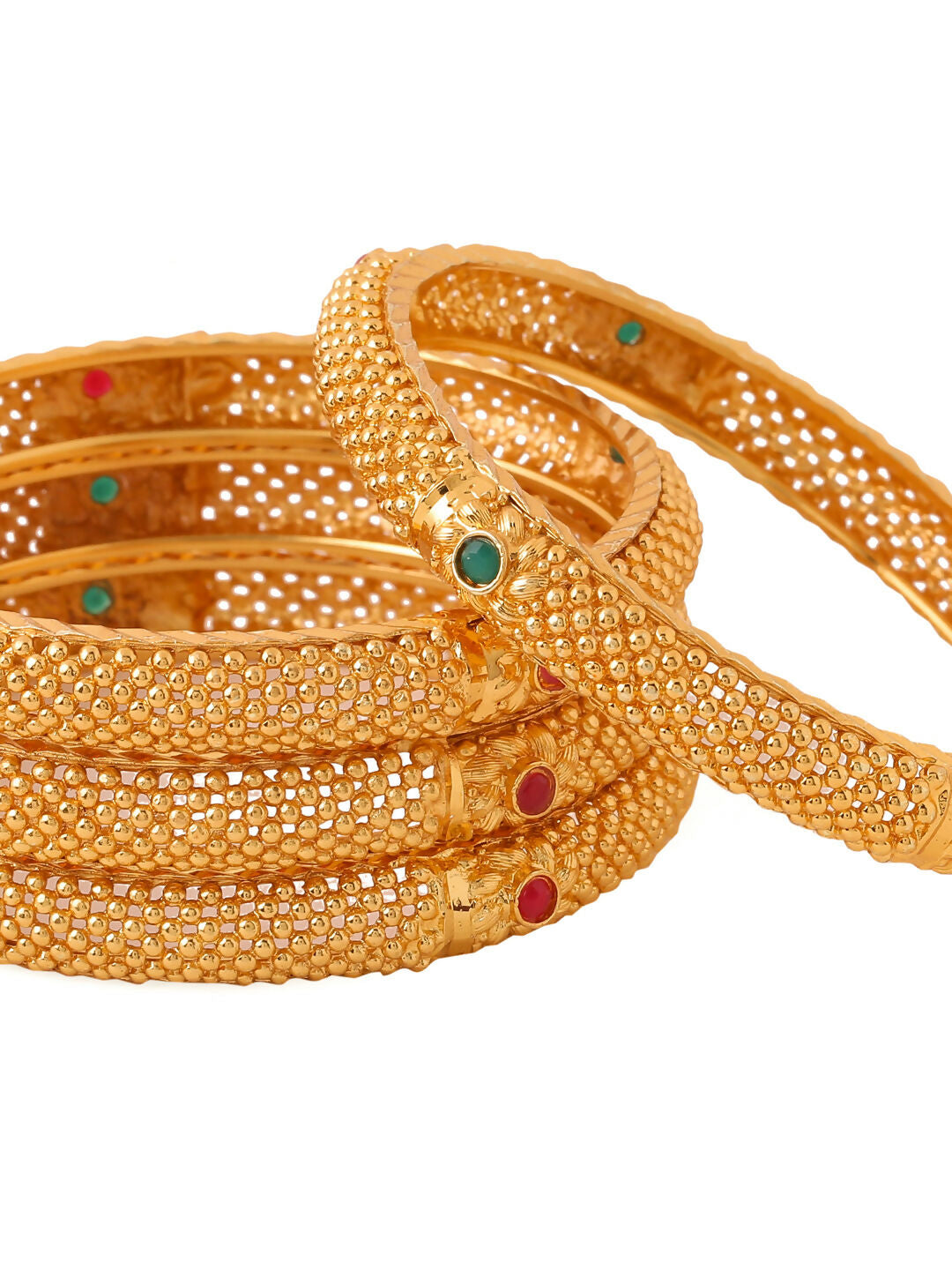 NVR Women's Set of 2 Gold-Polished Traditional Bangles - Swadesiicart