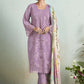 Lilac Pink Pure Muslin Resham Embroidered Salwar Suit - Emponline | Swadesiicart
