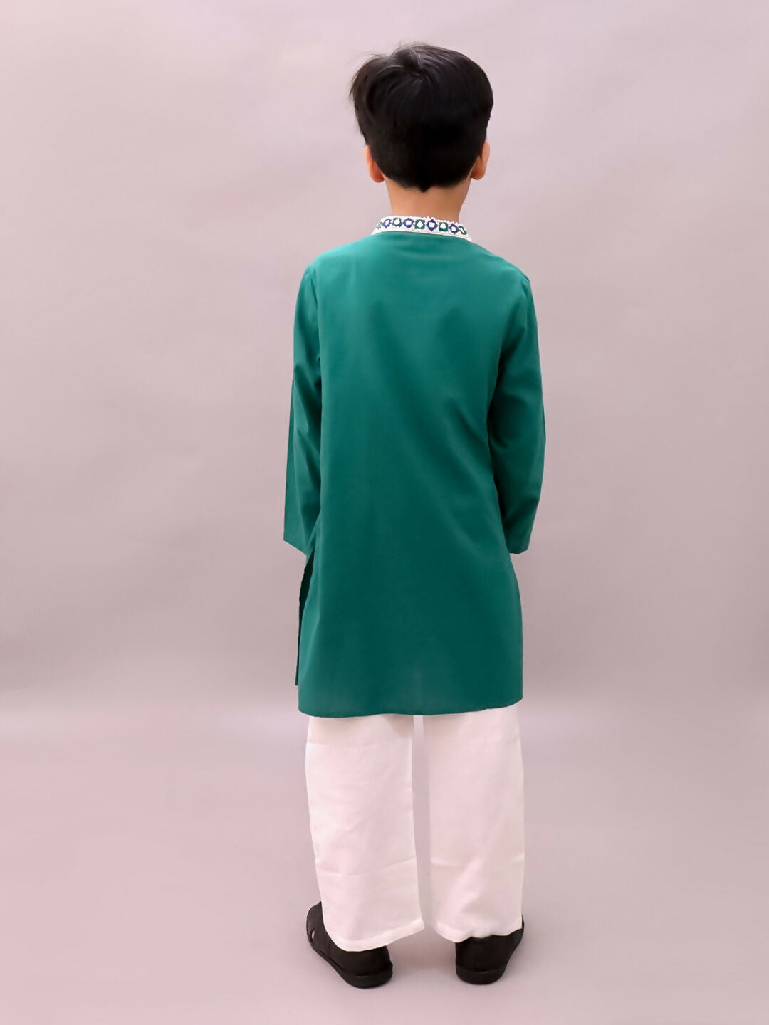 Lil Drama Shor-Gul Green Kurta Pyjama Set For Boys | Swadesiicart