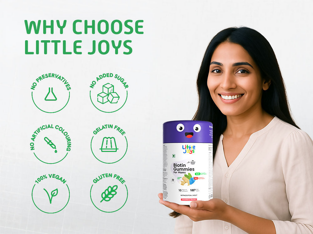 Little Joys Biotin Hair Gummies Strawberry Flavor For Moms - Swadesiicart