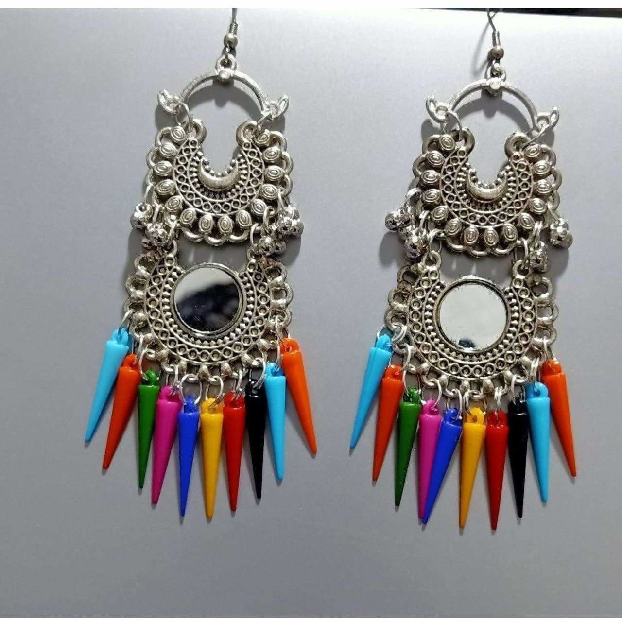 MS Fashion India Double Chandbali Hanging Earrings With Multicolor Cone Pearls | Swadesiicart