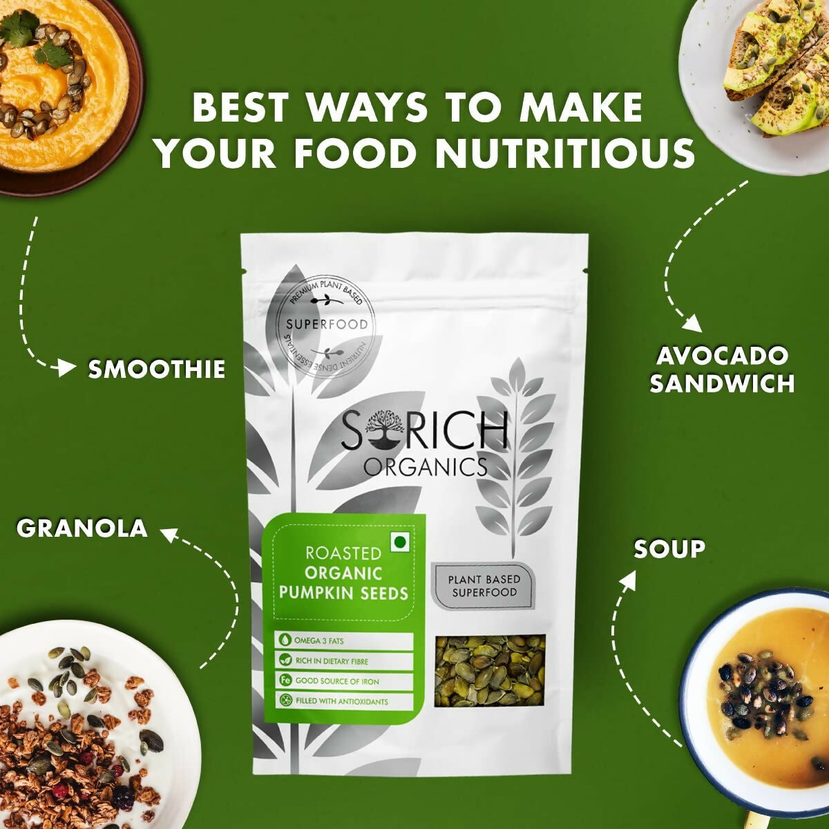 Sorich Organics Roasted Pumpkin Seeds | Swadesiicart