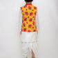 Lil Drama Genda Phool White Kurta and Dhoti with Mustard Jacket Set for Boys | Swadesiicart