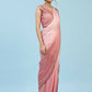 Peach Ombre Satin Georgette Plain Ready to wear Saree with stitched Blouse - Vrinda | Swadesiicart