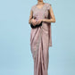 Lavendar Silk Satin Plain Ready to wear Saree with stitched Blouse - Vrinda | Swadesiicart