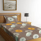 KLOTTHE Brown & Yellow Floral 210 TC Cotton Bedsheet with Pillow Cover - Swadesiicart