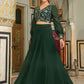 Janasya Dark Green Georgette Embroidered Top & Skirt | Swadesiicart