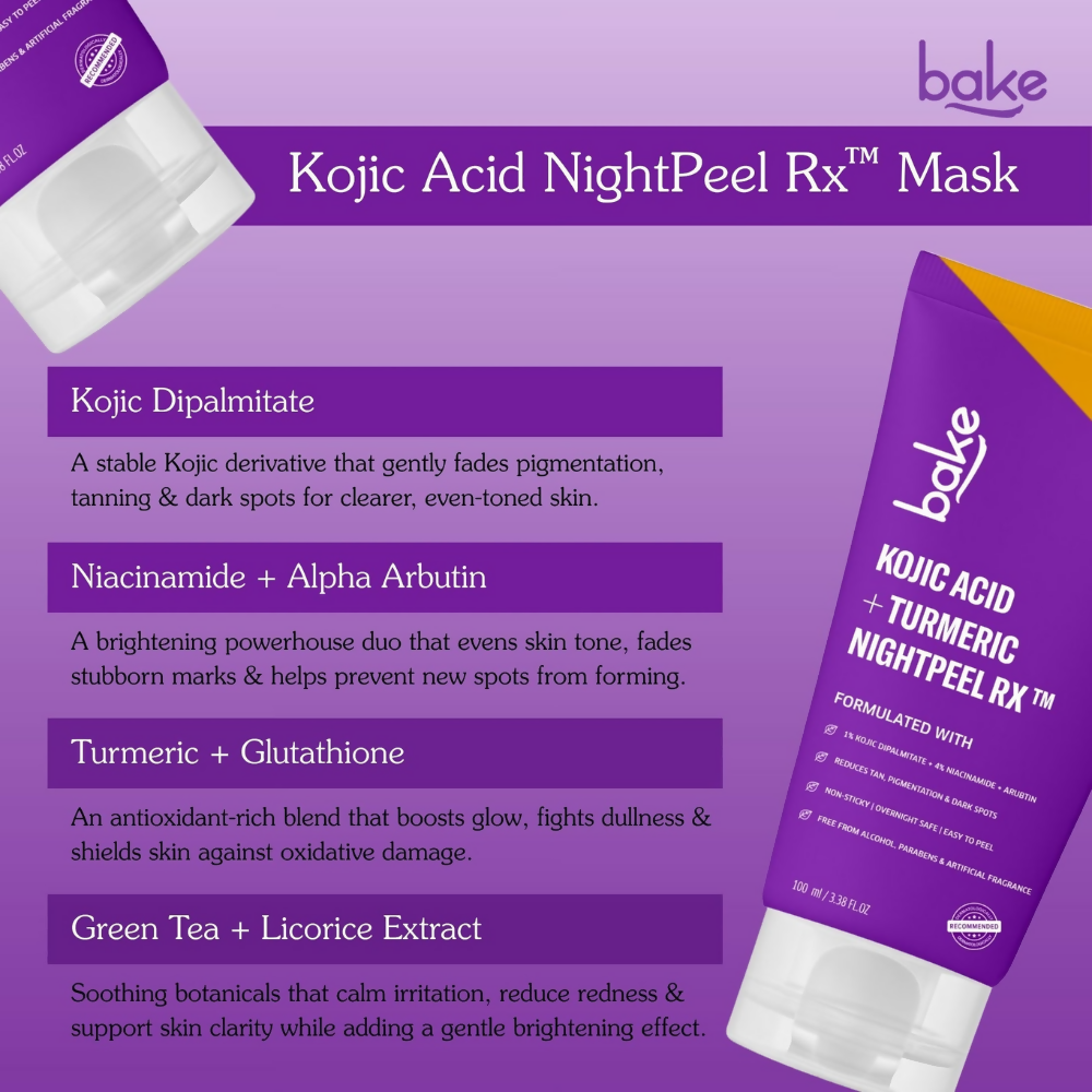 Bake Kojic Acid + Turmeric NightPeel Rx Mask | Swadesiicart