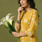 Myshka Women's Yellow Printed Cotton Round Neck Party Tunic With Trousers Co-ord set - Swadesiicart