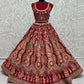 Jyoti Fashion Women's Rani Pink Velvet Multi Thread Embroidered with Zircon Diamond Work Wedding Lehenga Choli | Swadesiicart