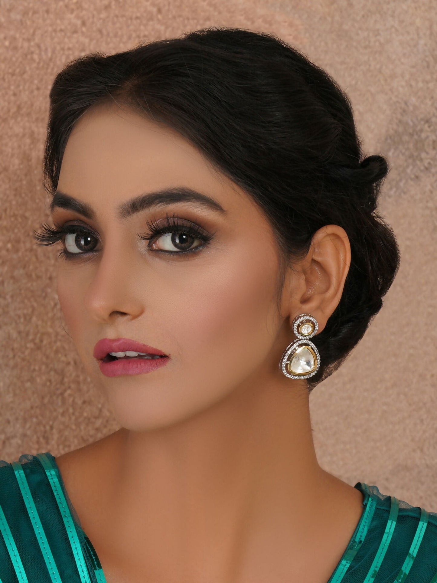 Kundan Earrings (silver) - Ruby Raang - Ruby Raang Studio