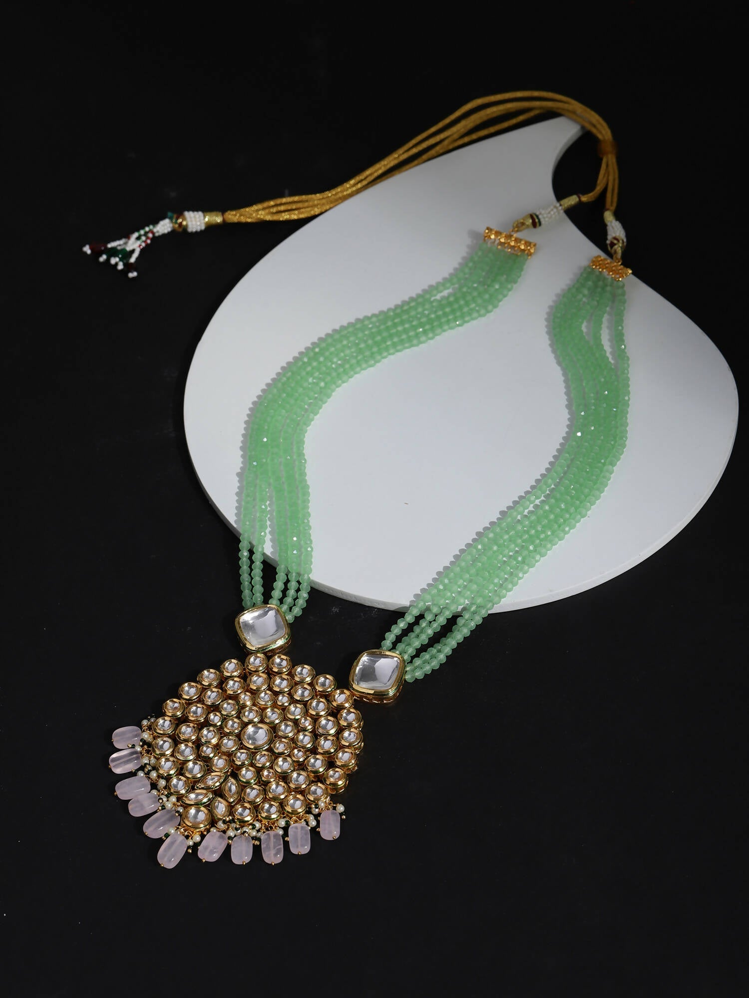 Gold-Toned Green Brass Gold-Polished Necklace - Ruby Raang | Swadesiicart