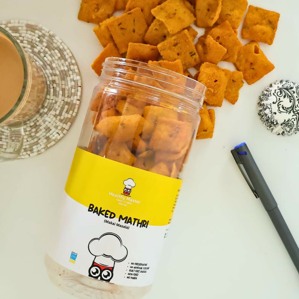 Healthy Master Baked Makai Masala Mathri Healthy Namkeen Snacks | Swadesiicart