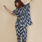 Breathables Women’S Loungewear Kaftan Cotton Blue Geometric Print Co-Ord Set