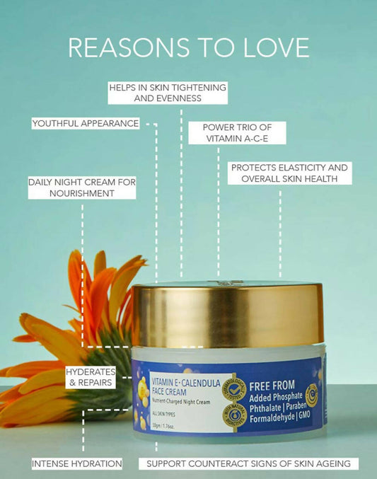 Fabessentials Vitamin E Calendula Night Cream - Swadesiicart