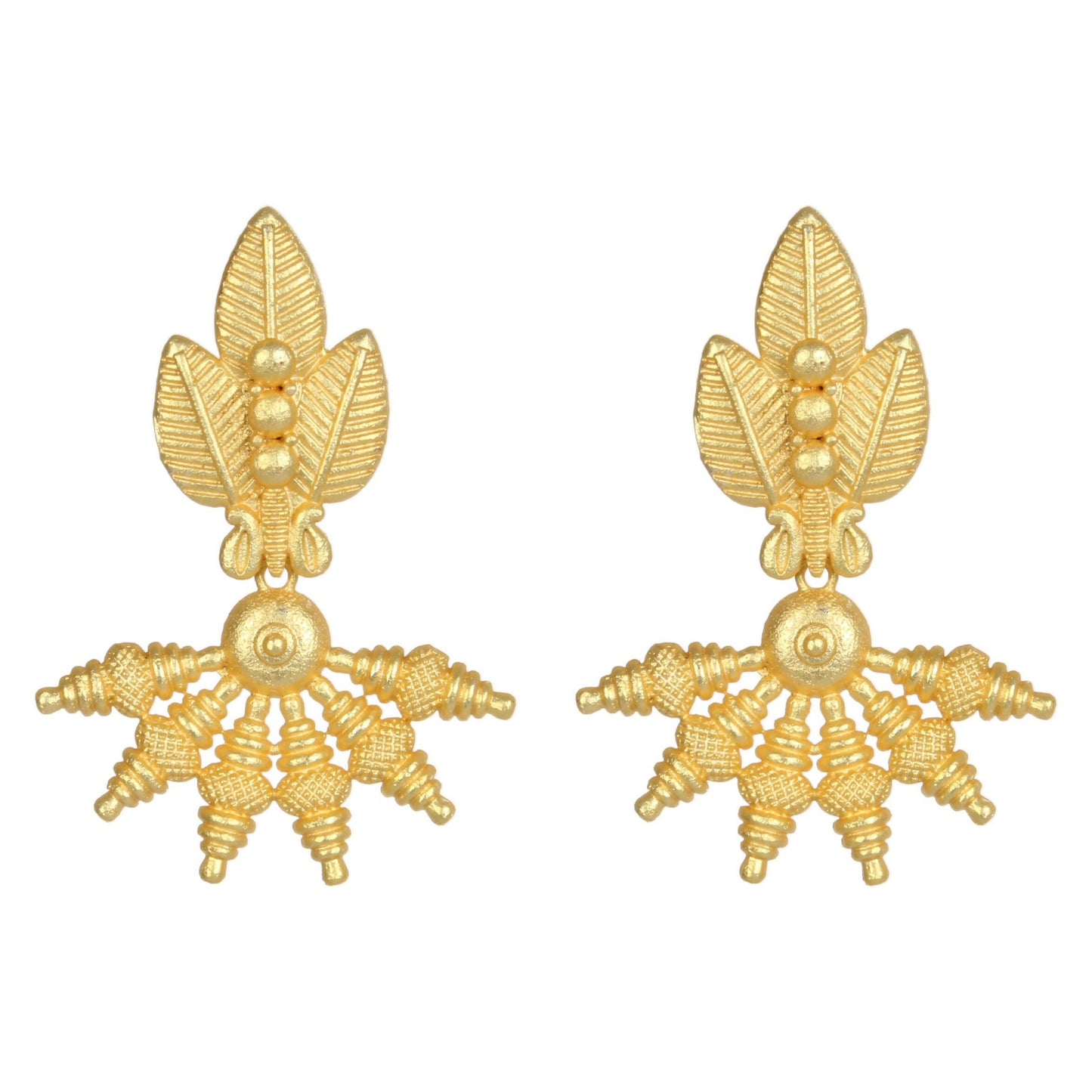 Joban Fashion Women Matte Gold Brass Earrings | Swadesiicart