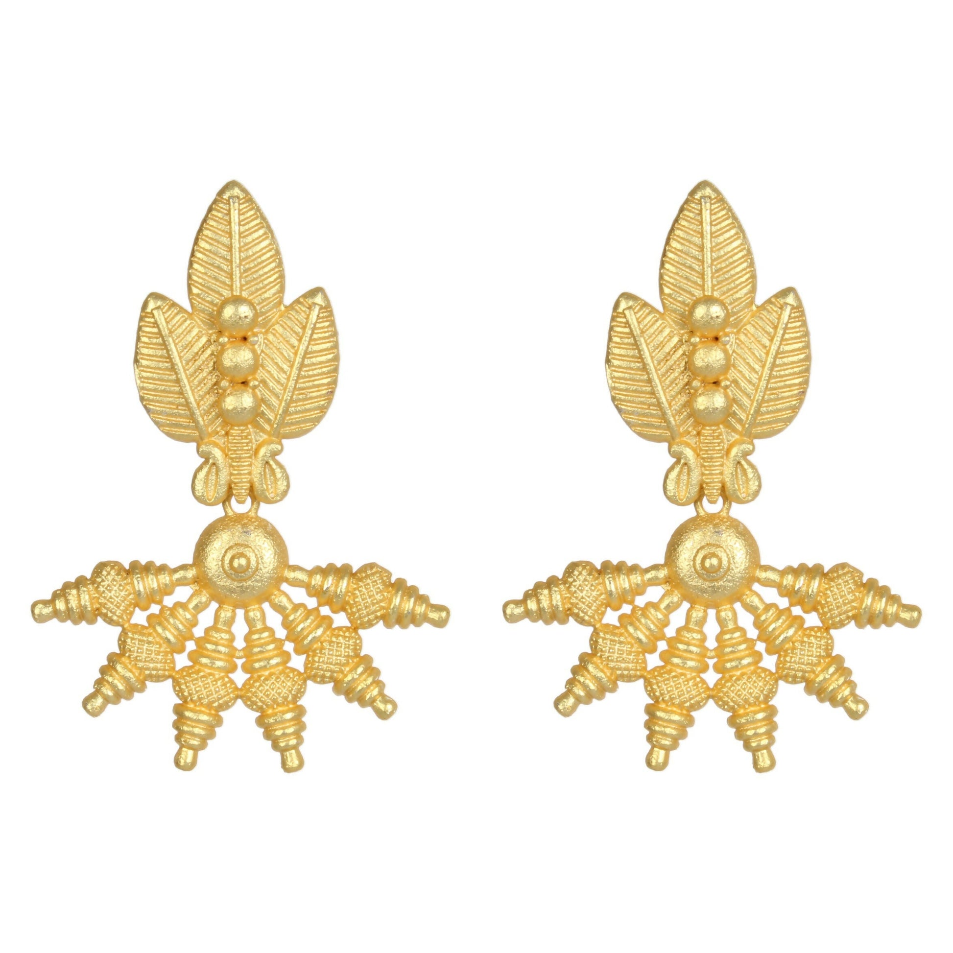 Joban Fashion Women Matte Gold Brass Earrings | Swadesiicart