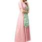 Ahalyaa Pink & Green Solid Maxi Dress with Attached Dupatta | Swadesiicart