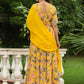 Janasya Yellow Georgette Floral Lehenga Choli Dupatta | Swadesiicart