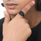 NVR Men's Set of 2 Black Rhodium-Plated Finger Ring - Swadesiicart