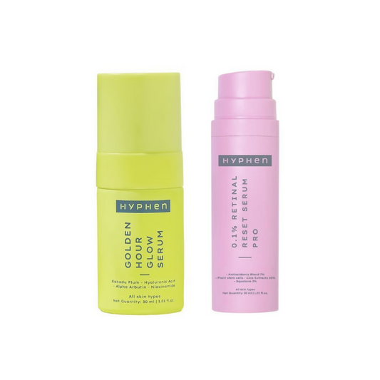 Hyphen By Kriti Sanon Golden Hour Glow Serum & 0.1% Retinal Reset Serum Pro Combo | Swadesiicart