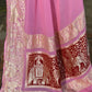 Joban Fashion Baby Pink Crepe Chiffon Pure Handloom Banarasi Silk Saree | Swadesiicart