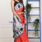 Very Much Indian Handmade Tie And Dye Cotton Saree By Women Weavers -Red Black | Swadesiicart