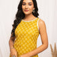 FIORRA Women's Floral Printed Yellow Cotton Straight Kurta - Swadesiicart