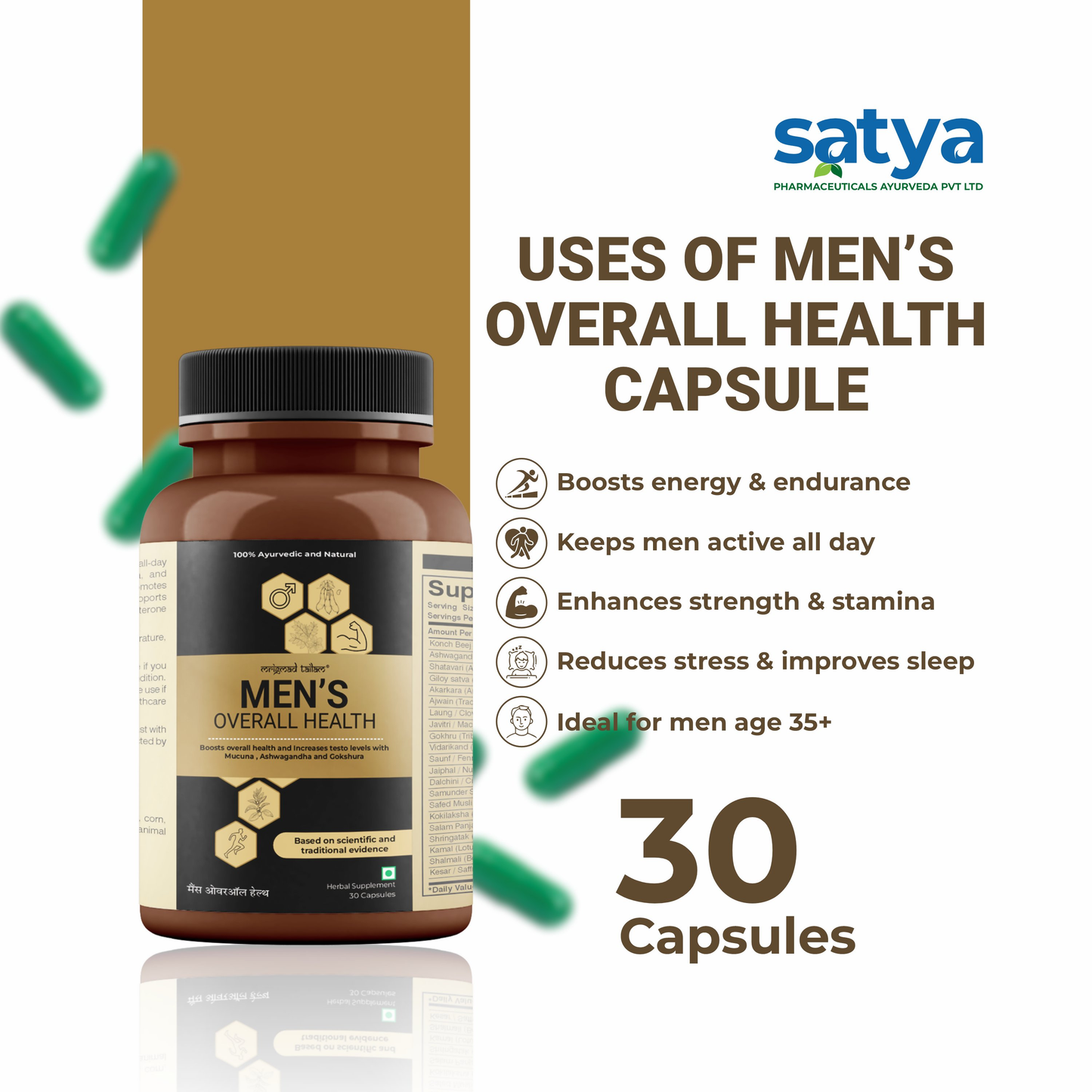 Satya Pharmaceuticals Men's Overall Health Capsules | Swadesiicart