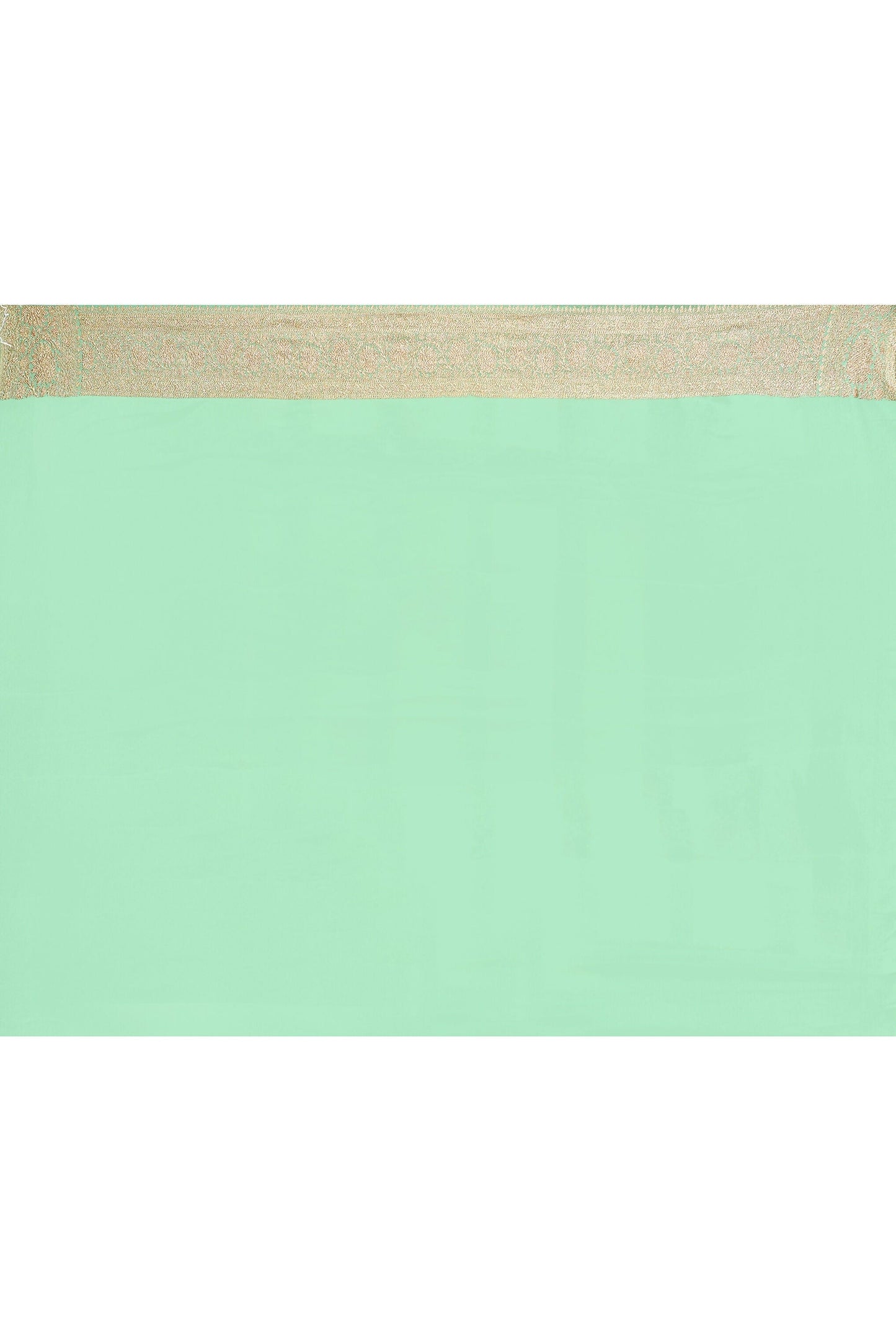 Joban Fashion Emerald Green Crepe Chiffon Pure Handloom Banarasi Silk Saree | Swadesiicart