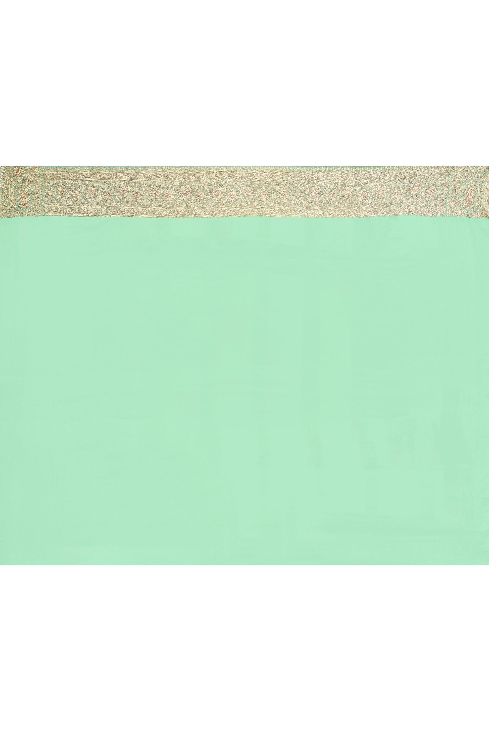 Joban Fashion Emerald Green Crepe Chiffon Pure Handloom Banarasi Silk Saree | Swadesiicart