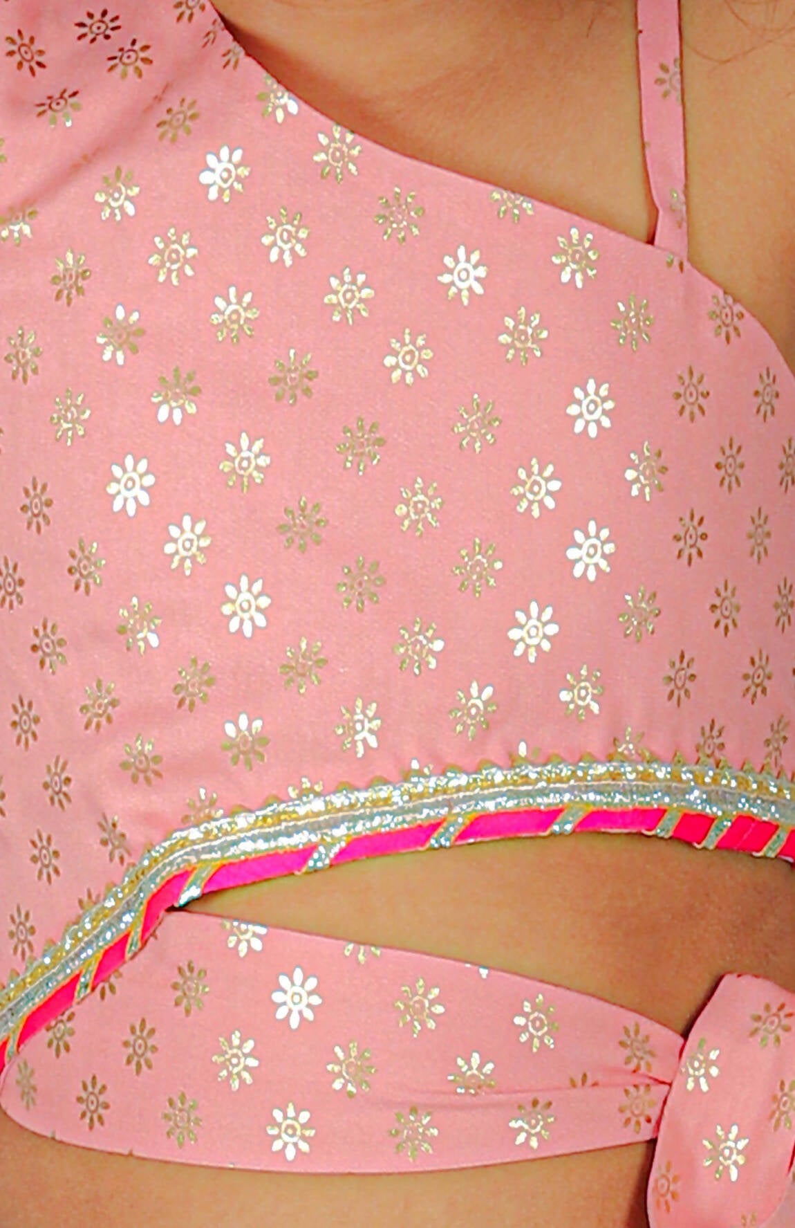 Lil Drama Fusion Fair Girls Peach Crop Top With Palazzo Co-Ordinate Set - Swadesiicart