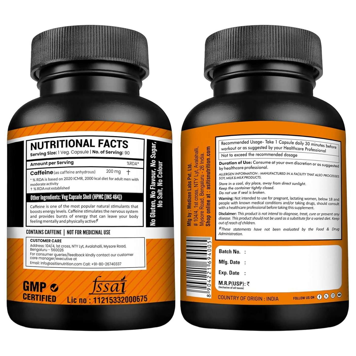 As-It-Is Nutrition Caffeine Per Serving Capsules | Swadesiicart