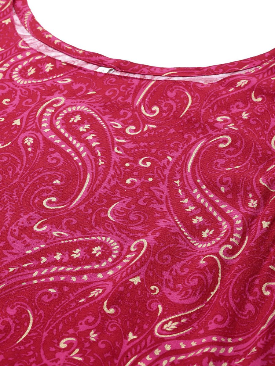 Ahalyaa Women's Traditional wear Kurta Set - Red | Swadesiicart
