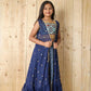 Aayaa Designer Printed Silk Embroidery Kids Lehenga Choli - Blue