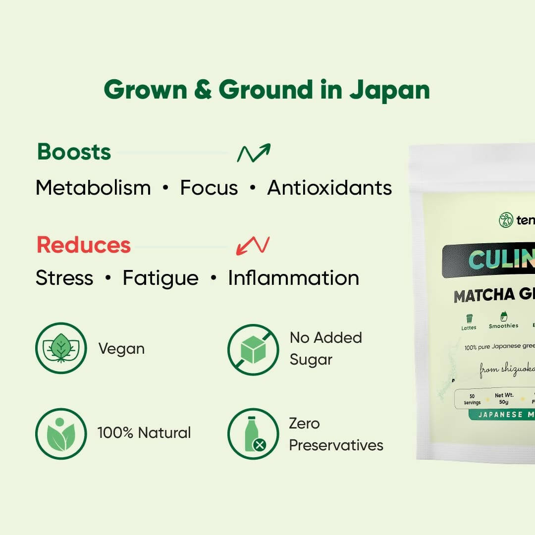 Tencha Pure Japanese Culinary Matcha Green Tea Powder | Swadesiicart