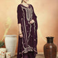 Jyoti Fashion Women's Wine Velvet Cording with Resham Thread & Sequin Kurta with Trouser & Dupatta | Swadesiicart