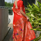 Vishnu Weaves Women's Red Paithani Silk Zari Woven Saree with Blouse - Swadesiicart